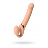 Телесный безремневой вибрострапон Vibrating Bendable Strap-On L - Strap-on-me - купить с доставкой в Новошахтинске