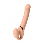 Телесный безремневой вибрострапон Vibrating Bendable Strap-On L - Strap-on-me - купить с доставкой в Новошахтинске