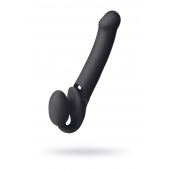 Черный безремневой вибрострапон Vibrating Bendable Strap-On L - Strap-on-me - купить с доставкой в Новошахтинске