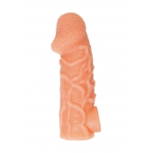 Телесная закрытая насадка с венками Cock Sleeve Size L - 17,6 см. - KOKOS - в Новошахтинске купить с доставкой