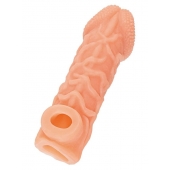 Телесная закрытая насадка с венками Cock Sleeve Size L - 17,6 см. - KOKOS - в Новошахтинске купить с доставкой