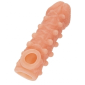 Телесная закрытая насадка с шариками Cock Sleeve Size M - 15,6 см. - KOKOS - в Новошахтинске купить с доставкой