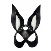 Черная маска зайки с белым мехом на ушках Miss Bunny - БДСМ Арсенал - купить с доставкой в Новошахтинске