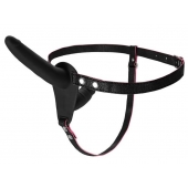 Черный страпон на ремнях с вагинальной пробкой - 15 см. - ToyFa - купить с доставкой в Новошахтинске