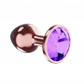 Пробка цвета розового золота с фиолетовым кристаллом Diamond Amethyst Shine L - 8,3 см. - Lola Games - купить с доставкой в Новошахтинске