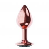 Пробка цвета розового золота с черным кристаллом Diamond Jet Shine L - 8,3 см. - Lola Games - купить с доставкой в Новошахтинске