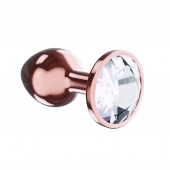 Пробка цвета розового золота с прозрачным кристаллом Diamond Moonstone Shine L - 8,3 см. - Lola Games - купить с доставкой в Новошахтинске