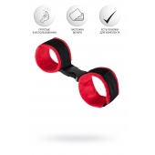 Красно-черные велюровые наручники Anonymo - ToyFa - купить с доставкой в Новошахтинске