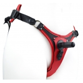 Красно-черный женский пояс с 2 способами крепления насадок - LOVETOY (А-Полимер) - купить с доставкой в Новошахтинске