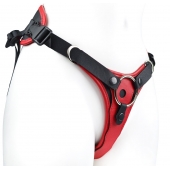 Красно-черный женский пояс с 2 способами крепления насадок - LOVETOY (А-Полимер) - купить с доставкой в Новошахтинске