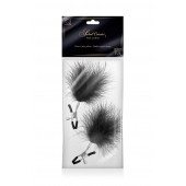 Зажимы на соски с черными пуховыми кисточками Sweet Caress Feather Nipple Clumps - Sweet Caress - купить с доставкой в Новошахтинске