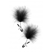 Зажимы на соски с черными пуховыми кисточками Sweet Caress Feather Nipple Clumps - Sweet Caress - купить с доставкой в Новошахтинске