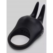 Черное эрекционное виброкольцо Sensation Rechargeable Vibrating Rabbit Love Ring - Fifty Shades of Grey - в Новошахтинске купить с доставкой