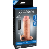Телесная вибронасадка с кольцом  Vibrating Real Feel 1 Extension - 14 см. - Pipedream - в Новошахтинске купить с доставкой