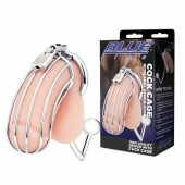 Серебристая металлическая клетка с анальным стимулятором Cock Cage - BlueLine - купить с доставкой в Новошахтинске