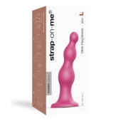 Розовая насадка Strap-On-Me Dildo Plug Beads size L - Strap-on-me - купить с доставкой в Новошахтинске