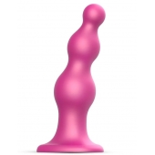 Розовая насадка Strap-On-Me Dildo Plug Beads size L - Strap-on-me - купить с доставкой в Новошахтинске