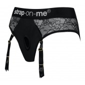 Черные трусики для насадок Diva Lingerie Harness - size M - Strap-on-me - купить с доставкой в Новошахтинске