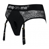 Черные трусики для насадок Diva Lingerie Harness - size L - Strap-on-me - купить с доставкой в Новошахтинске