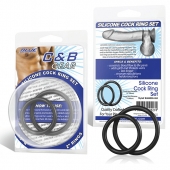 Набор из двух черных силиконовых колец разного диаметра SILICONE COCK RING SET - BlueLine - в Новошахтинске купить с доставкой