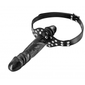 Черный кляп-фаллоимитатор Double Penis Gag - Fetish Tentation - купить с доставкой в Новошахтинске