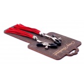 Металлические зажимы на соски с красными замшевыми кисточками - Crazy Handmade - купить с доставкой в Новошахтинске