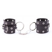 Черные кожаные наручники с люверсами - Crazy Handmade - купить с доставкой в Новошахтинске