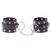 Черные кожаные оковы с люверсами - Crazy Handmade - купить с доставкой в Новошахтинске