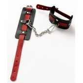 Черные оковы с красным декором и заклепками - Crazy Handmade - купить с доставкой в Новошахтинске