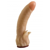 Телесная гелевая насадка-фаллос с клиторальными лепестками - 18,5 см. - LOVETOY (А-Полимер) - купить с доставкой в Новошахтинске