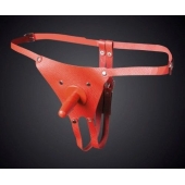Красные кожаные универсальные трусики со штырьком для насадок - Sitabella - купить с доставкой в Новошахтинске