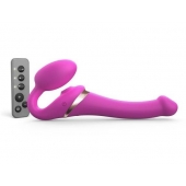 Ярко-розовый безремневой страпон Multi Orgasm Size S с клиторальной стимуляцией - Strap-on-me - купить с доставкой в Новошахтинске