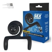 Черная вибронасадка на пенис Sex Expert - Sex Expert - в Новошахтинске купить с доставкой