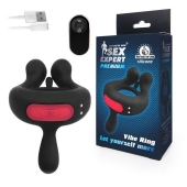 Черное эрекционное виброкольцо Sex Expert с пультом ДУ - Sex Expert - в Новошахтинске купить с доставкой