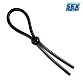 Черное силиконовое лассо с шариком для утяжки - Sex Expert - в Новошахтинске купить с доставкой
