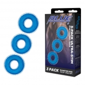 Комплект из трех голубых колец для эрекции 3-Pack Ultra-Stim Stretch Cock Rings - BlueLine - в Новошахтинске купить с доставкой