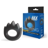 Черное эрекционное кольцо в форме пламени - Sex Expert - в Новошахтинске купить с доставкой