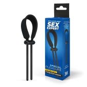 Черный ремень-лассо для усиления эрекции - Sex Expert - в Новошахтинске купить с доставкой