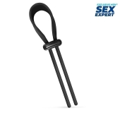 Черный ремень-лассо для усиления эрекции - Sex Expert - в Новошахтинске купить с доставкой