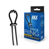 Черное эрекционное кольцо со стимулирующими бусинами - Sex Expert - в Новошахтинске купить с доставкой