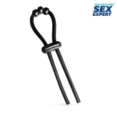 Черное эрекционное кольцо со стимулирующими бусинами - Sex Expert - в Новошахтинске купить с доставкой