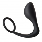 Черное эрекционное кольцо с анальной пробкой Anal Plug With Cockring - Dream Toys - в Новошахтинске купить с доставкой