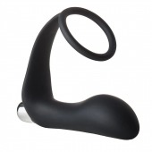 Черное эрекционное кольцо с вибропробкой Vibrating Anal Plug With Cockring - Dream Toys - в Новошахтинске купить с доставкой