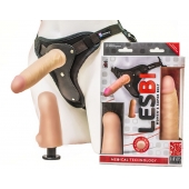 Телесный страпон Harness LESBI с вагинальной пробкой - 16,5 см. - LOVETOY (А-Полимер) - купить с доставкой в Новошахтинске