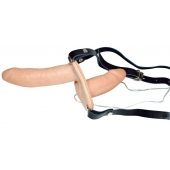 Телесный женский страпон с вагинальной пробкой Strap-On Duo - 15 см. - Orion - купить с доставкой в Новошахтинске