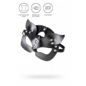 Черная кожаная рельефная маска кошки - Pecado - купить с доставкой в Новошахтинске