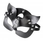 Черная кожаная рельефная маска кошки - Pecado - купить с доставкой в Новошахтинске