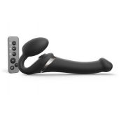 Черный безремневой страпон Multi Orgasm Size M с клиторальной стимуляцией - Strap-on-me - купить с доставкой в Новошахтинске