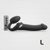 Черный безремневой страпон Multi Orgasm Size L с клиторальной стимуляцией - Strap-on-me - купить с доставкой в Новошахтинске