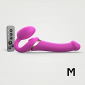 Ярко-розовый безремневой страпон Multi Orgasm Size M с клиторальной стимуляцией - Strap-on-me - купить с доставкой в Новошахтинске